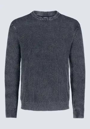 Washy Men's Textured Knit Crewneck Sweater, Grey - BM24451