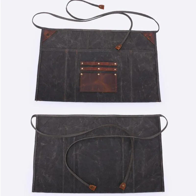 Waxed Canvas Gardening Apron Multifunction Craftsman Apron Retro Waterproof Apron YD5790
