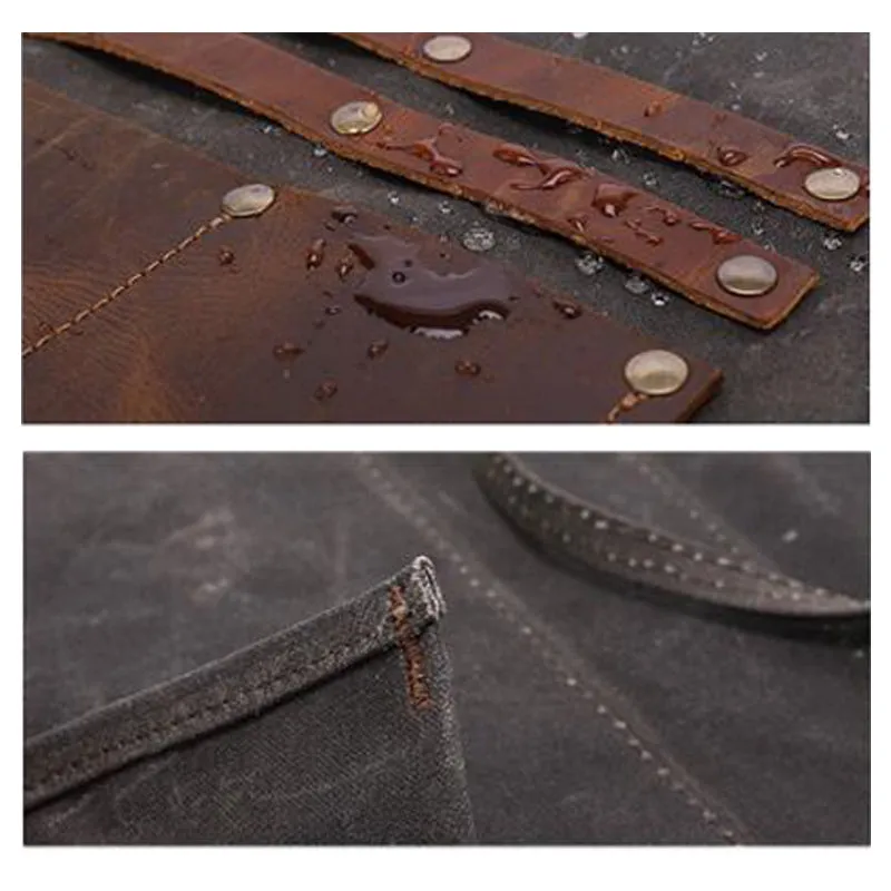 Waxed Canvas Gardening Apron Multifunction Craftsman Apron Retro Waterproof Apron YD5790