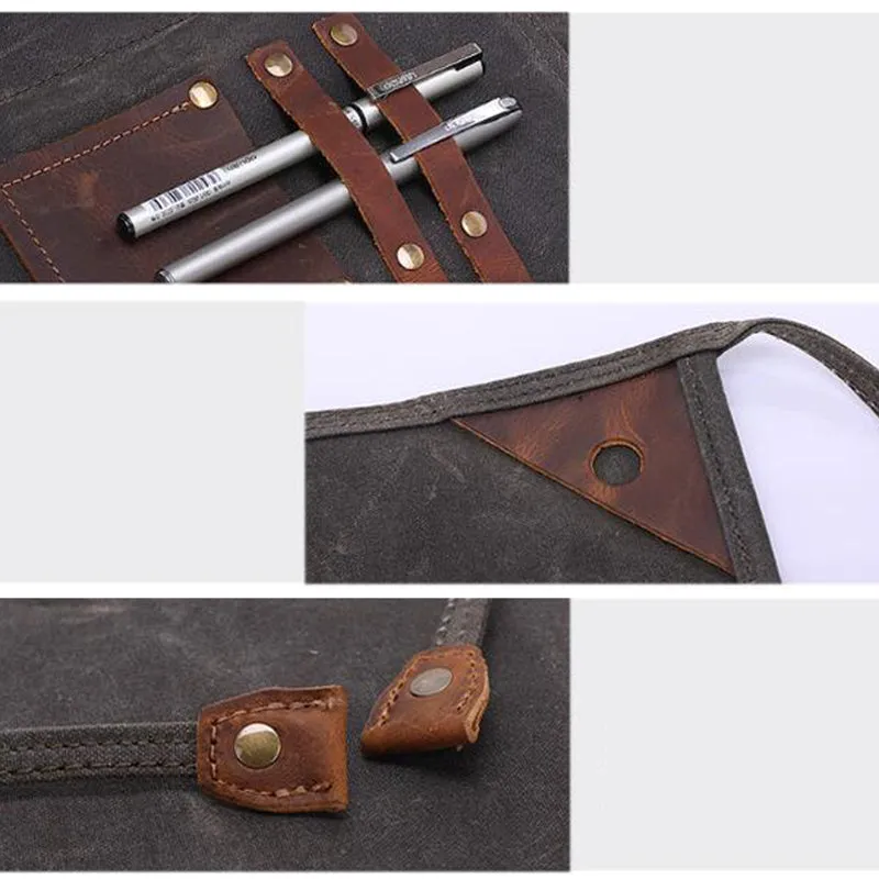 Waxed Canvas Gardening Apron Multifunction Craftsman Apron Retro Waterproof Apron YD5790