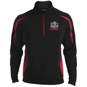 We The People 1776 Guns Men's Sport Wicking Colorblock 1/2 Zip