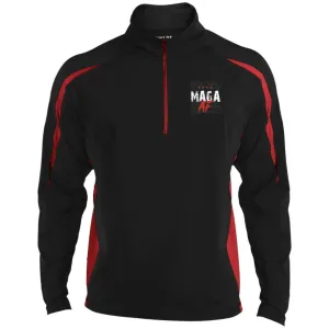 We The People MAGA AF Men's Sport Wicking Colorblock 1/2 Zip