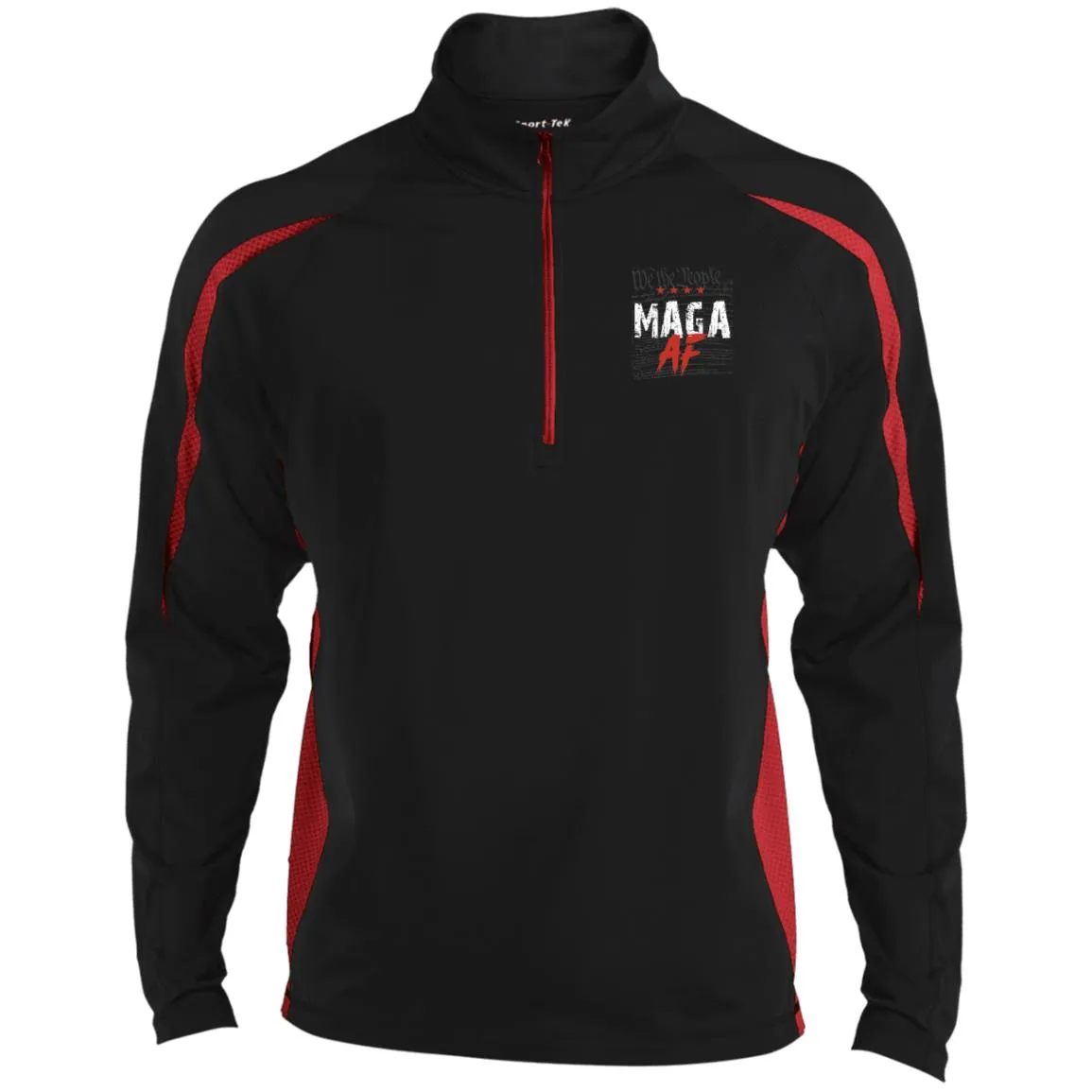 We The People MAGA AF Men's Sport Wicking Colorblock 1/2 Zip