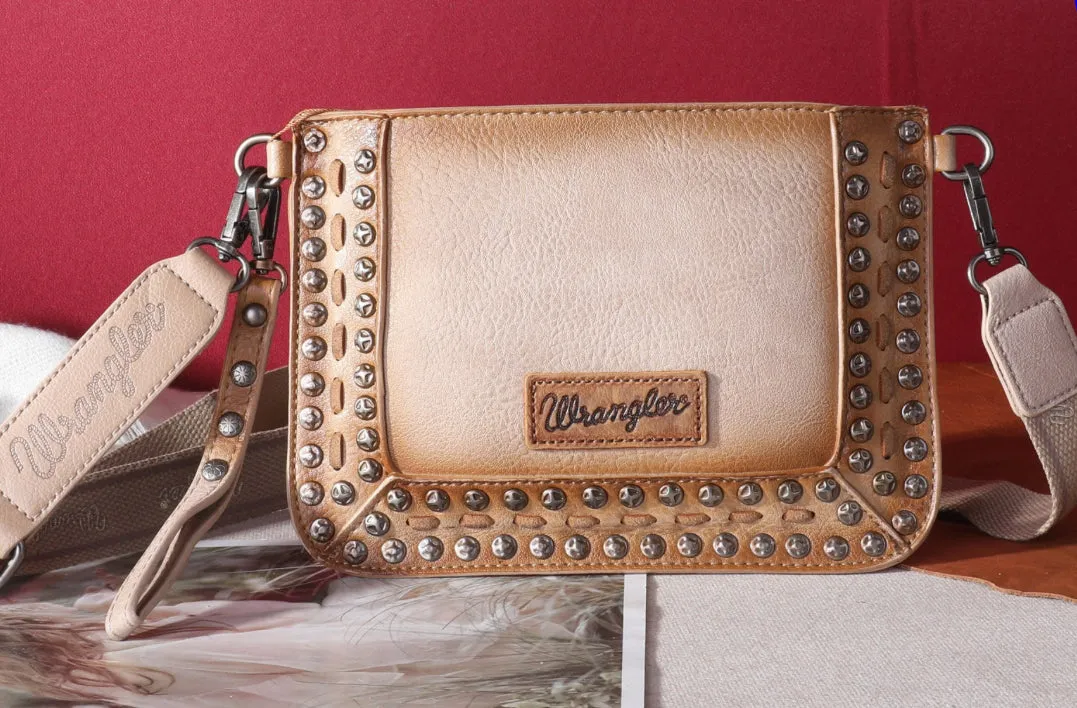 WG65-2004S Wrangler Rivets Studded Wristlet/ Crossbody - Khaki