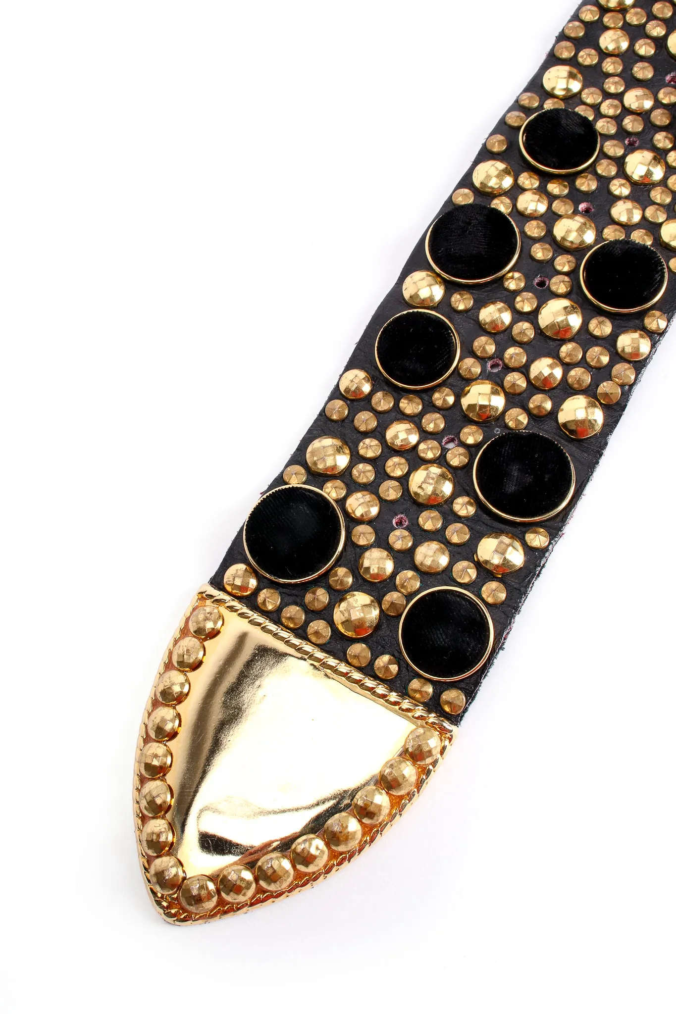 Wide Velvet Studded Leather Belt