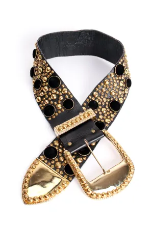 Wide Velvet Studded Leather Belt