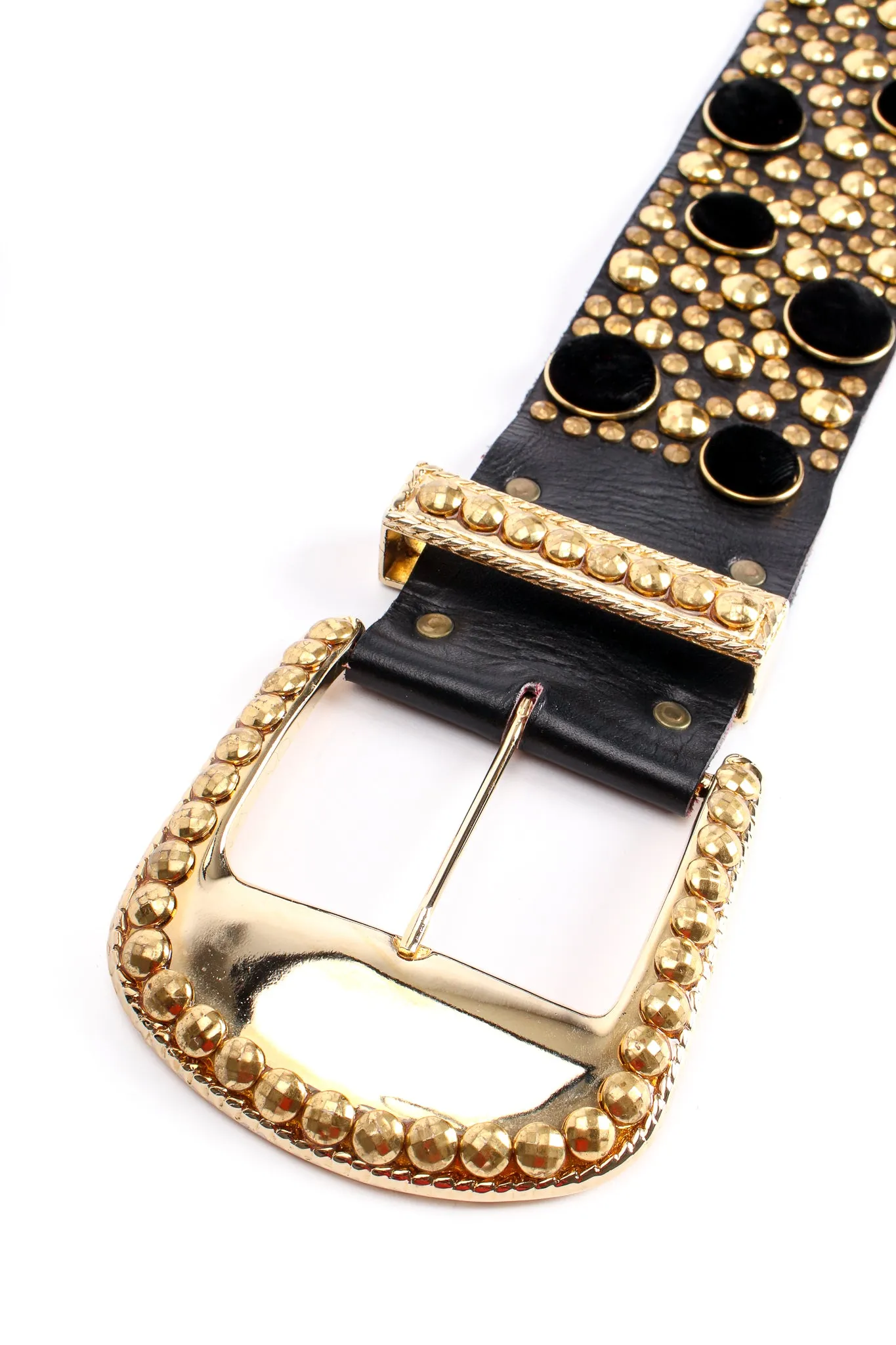 Wide Velvet Studded Leather Belt