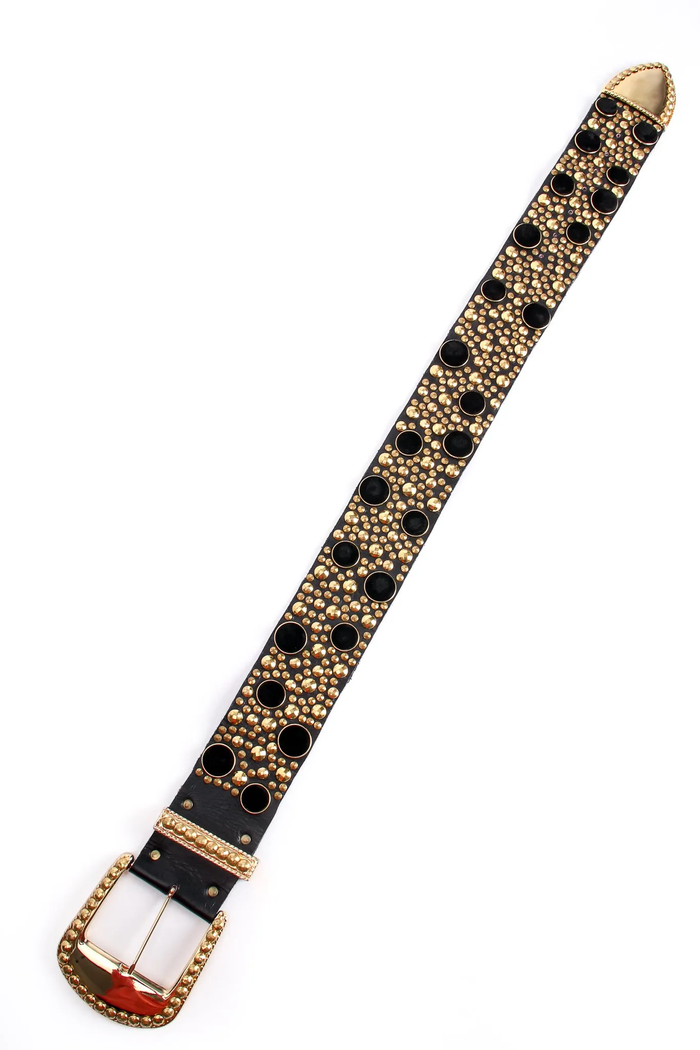 Wide Velvet Studded Leather Belt