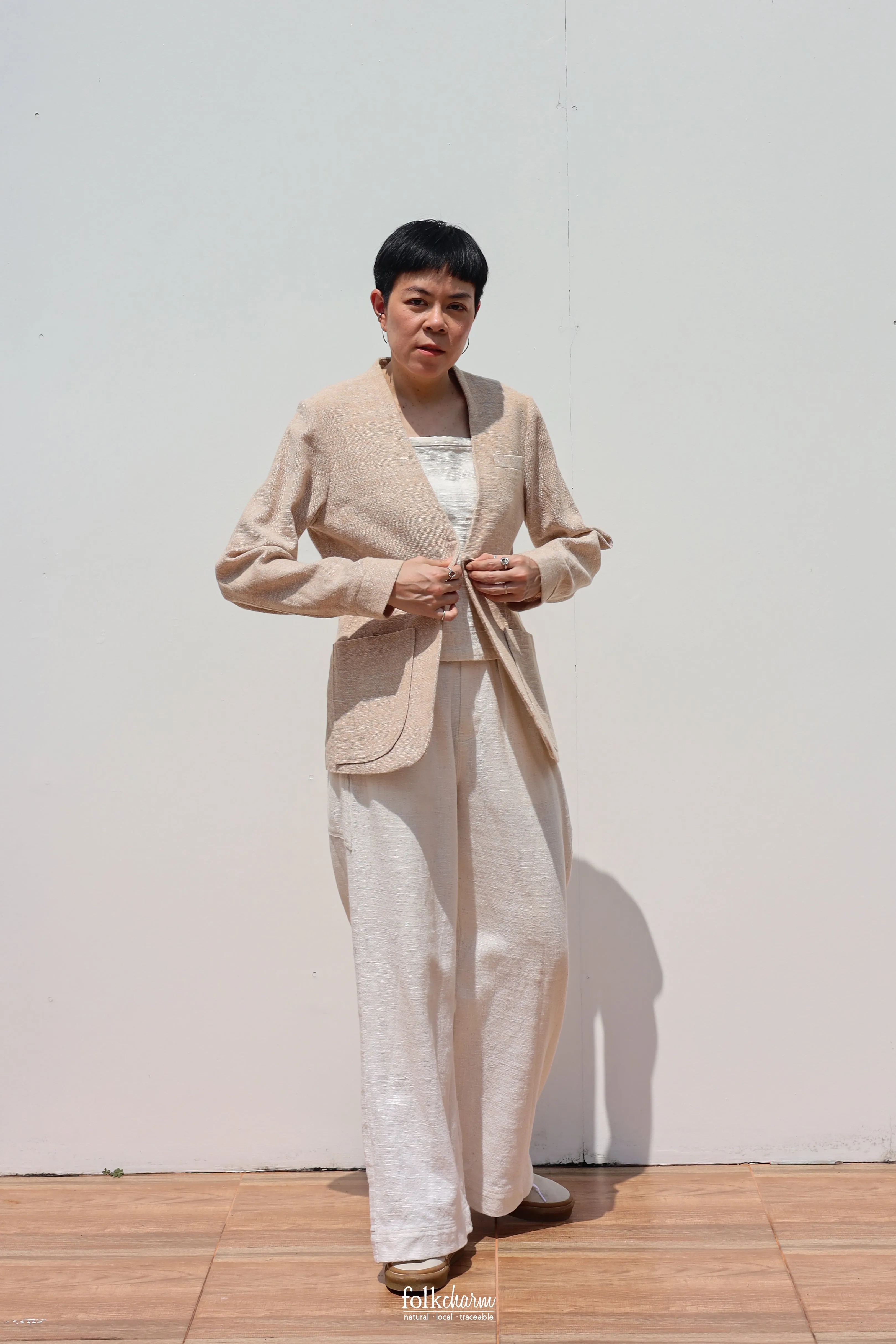 Women's Relaxed-fit Collarless Blazer (Pre-order)'