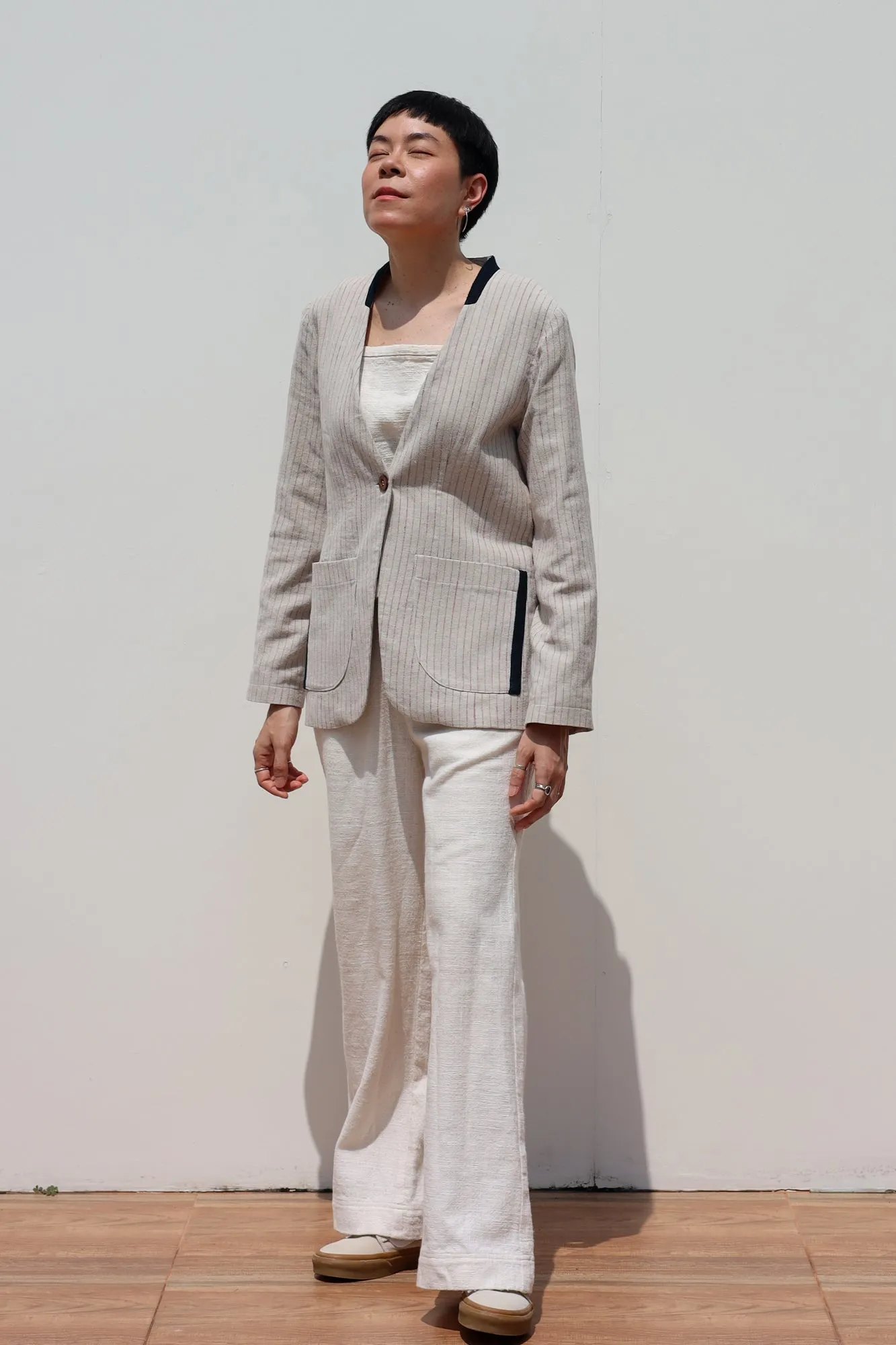 Women's Relaxed-fit Collarless Blazer (Pre-order)'