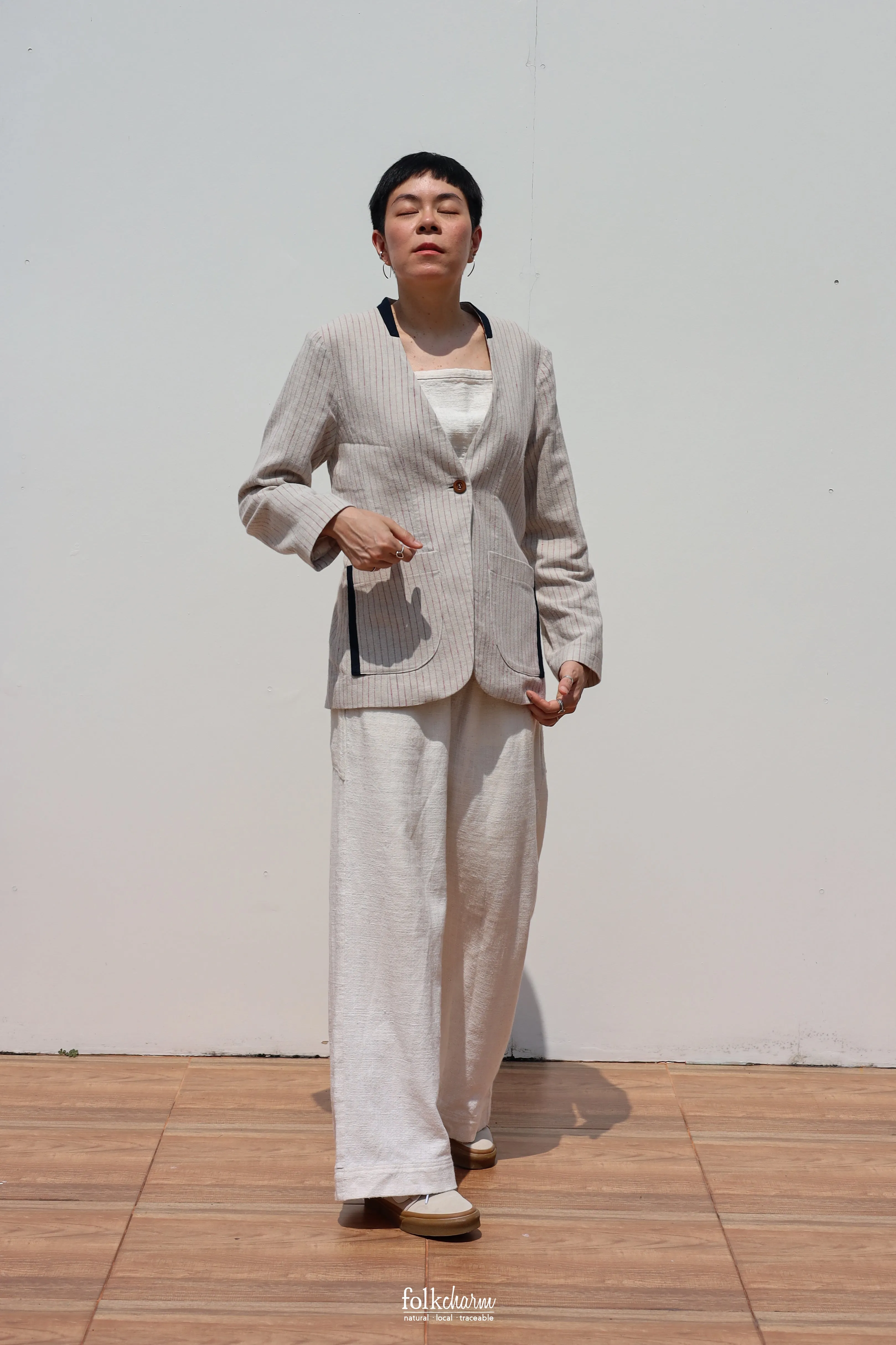 Women's Relaxed-fit Collarless Blazer (Pre-order)'