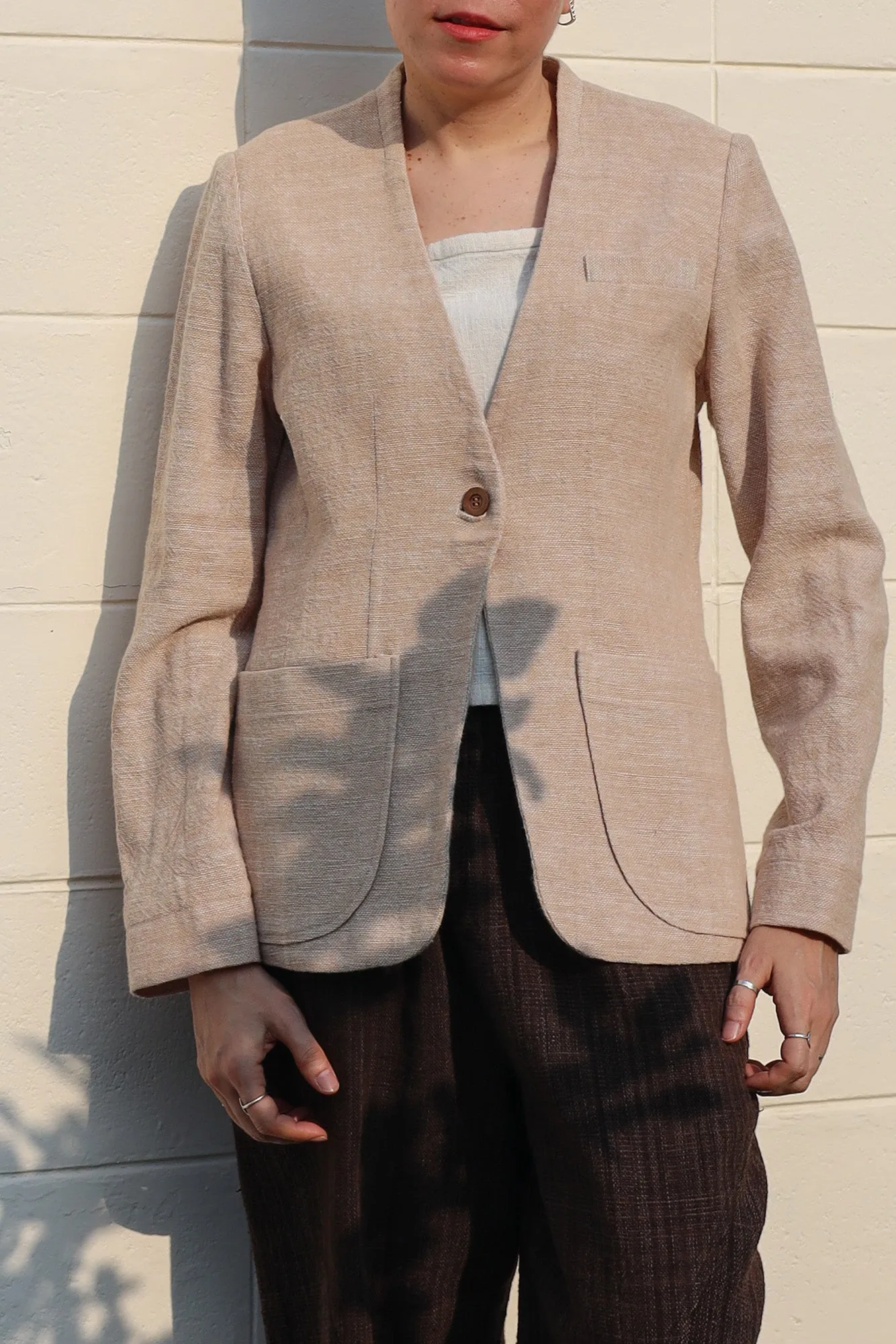Women's Relaxed-fit Collarless Blazer (Pre-order)'